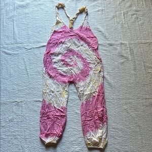 OOAK Handmade Pink and Yellow Tie-Dye Jumpsuit